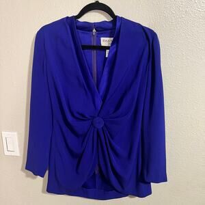 Vintage 80's Daymor Couture Deep Purple Twist Front Blouse Size 12